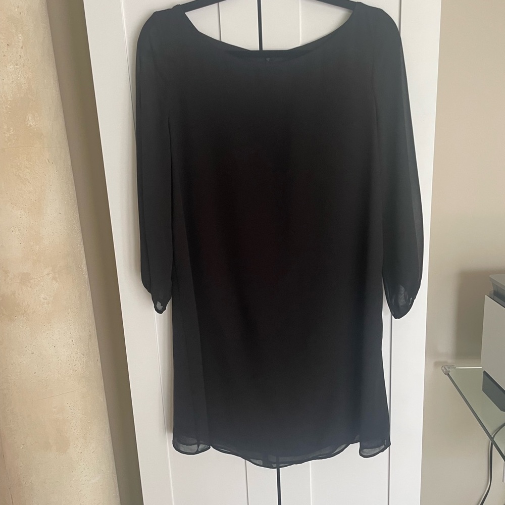New With Tags Olian Maternity Black Dress Sheer Sleeves Chiffon Size Small